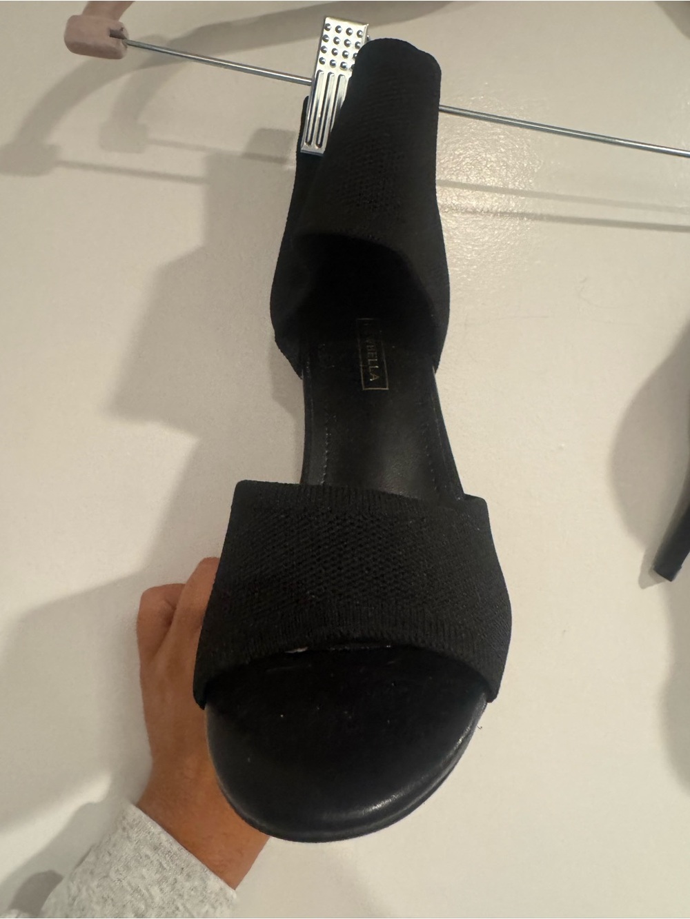 Newbella Black Open Toe Ankle Wrap Stiletto Heels Size 5 Like New — image 3 of 8